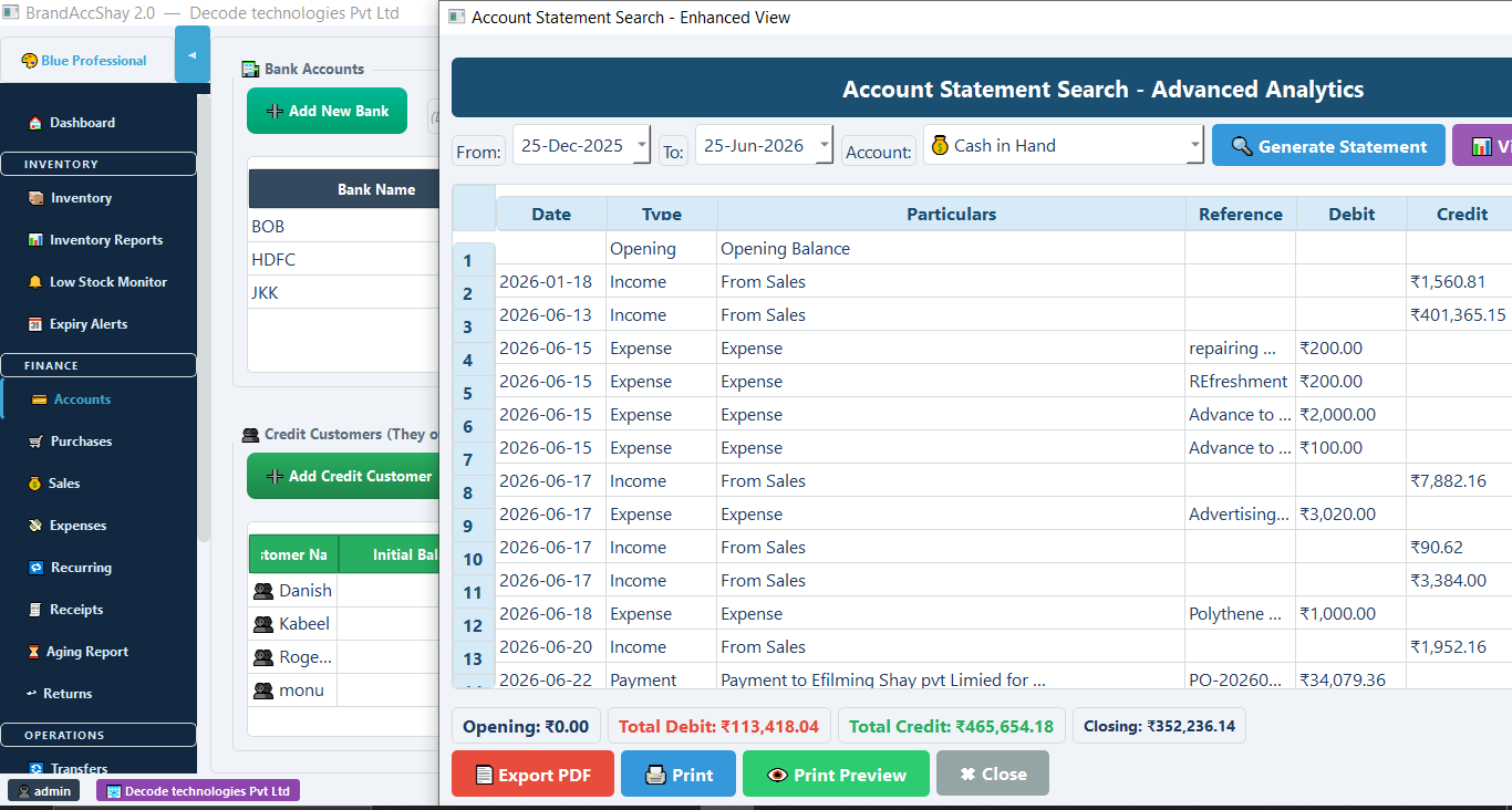 Account statements