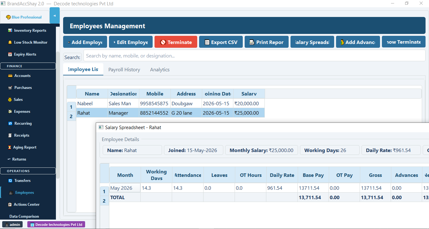 Employee payroll